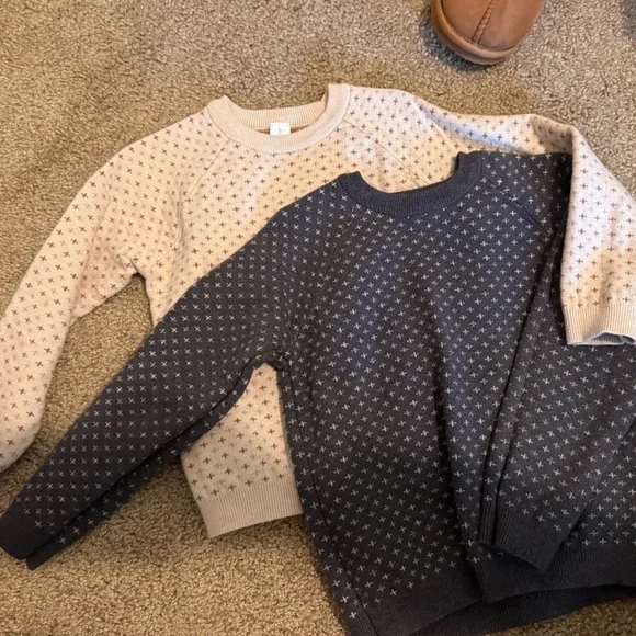 Cozy Sweater in Cream and Gray set of 2 - Picture 1 of 5